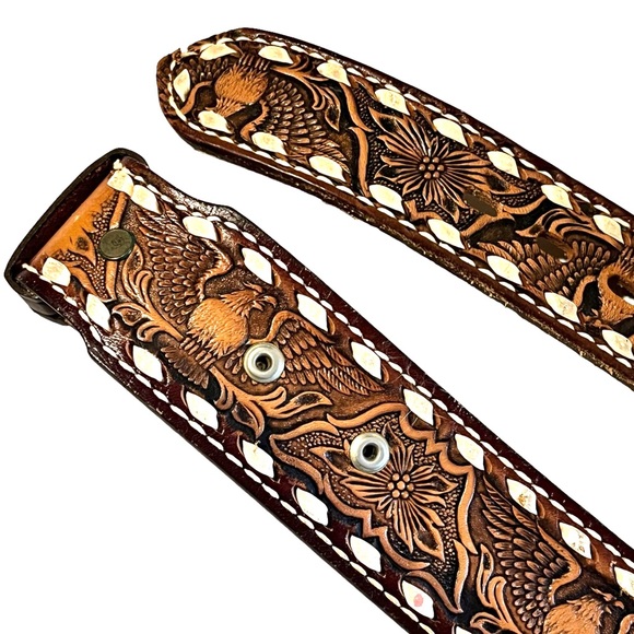 Vintage Brazos Joe Tooled Leather Belt with Thelma stamped on back - Picture 7 of 11